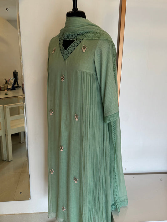 Liora - Light Green Kota Doria Set