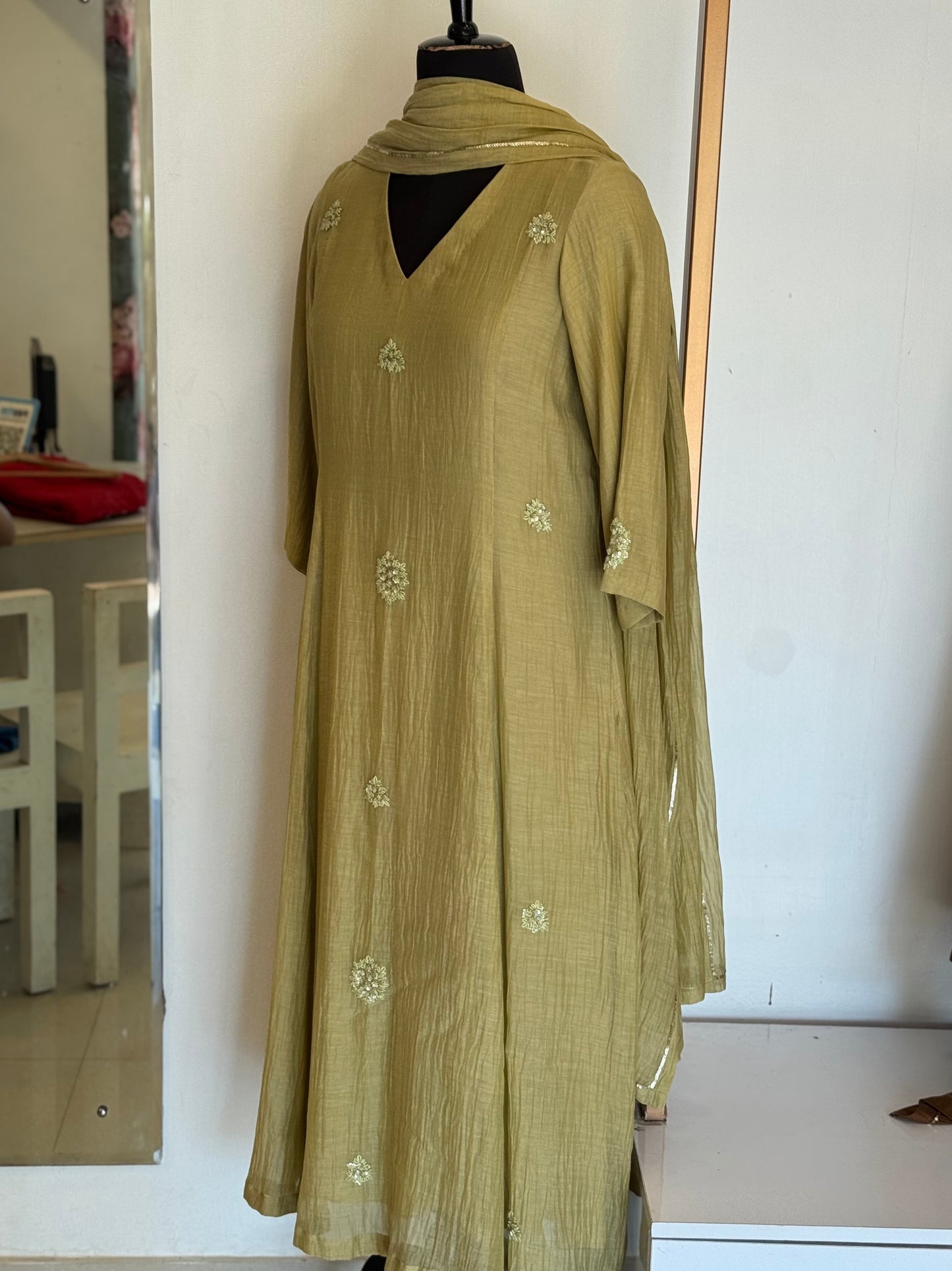 Freya - Key Lime Mul Chanderi Kurta Set