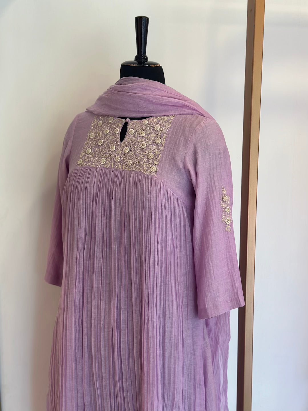 Light Lavender Chanderi Kurta Set - Thea