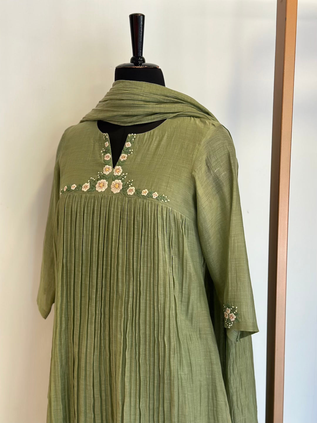Pastel Green Chanderi Kurta Set - Thea