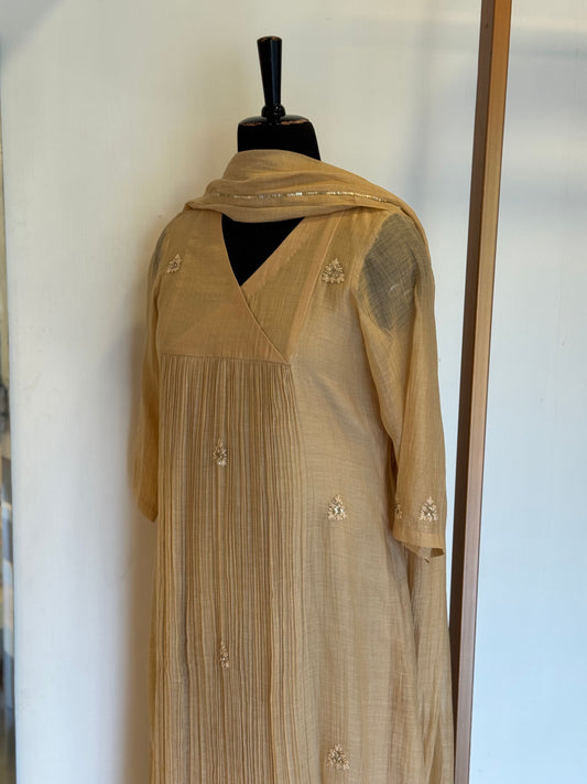 Castilla - Beige Mul Chanderi Kurta Set