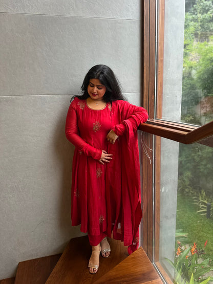 Scarlett - Red Anarkali Set