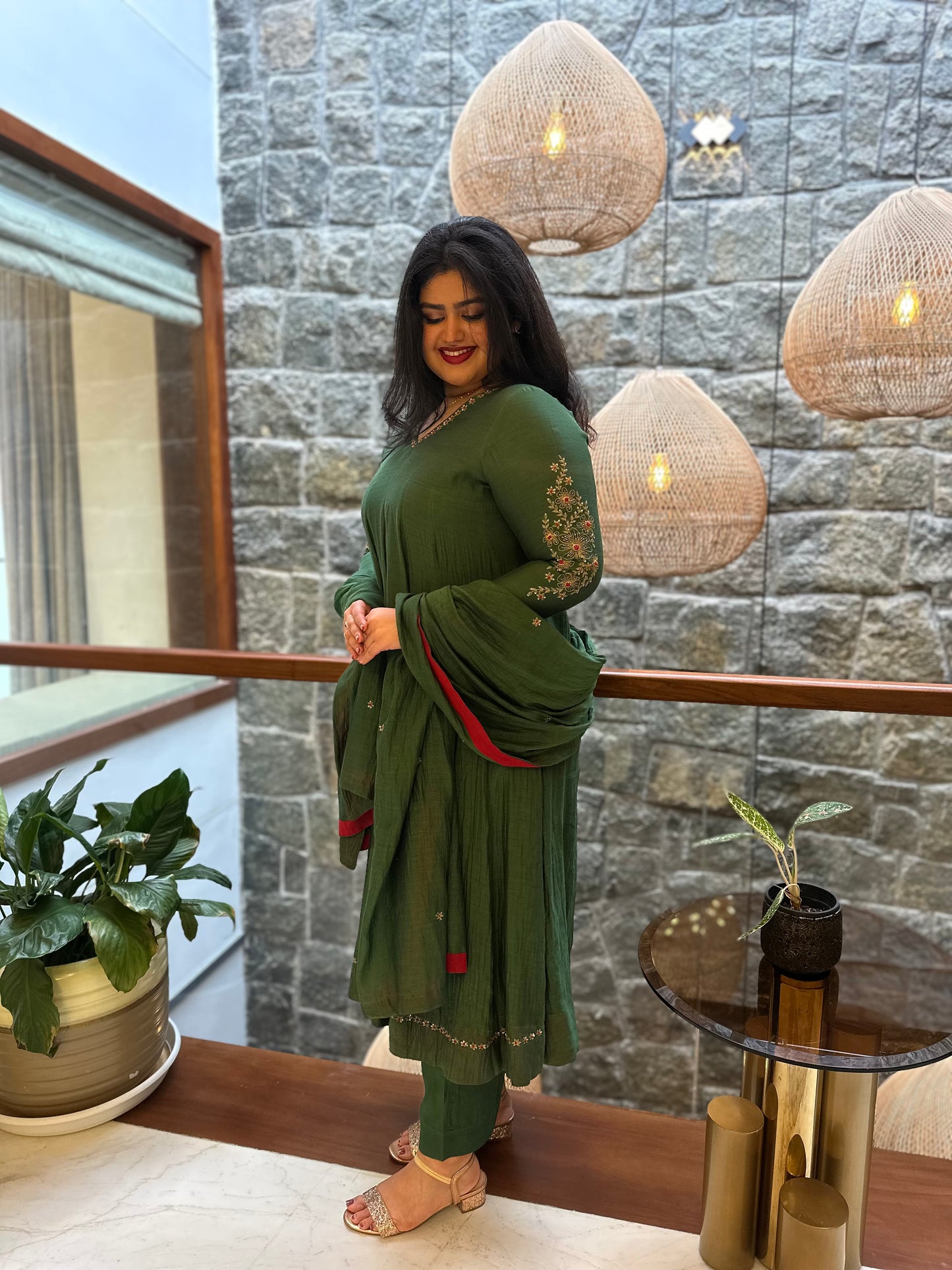 Beryl - Bottle Green Anarkali Set