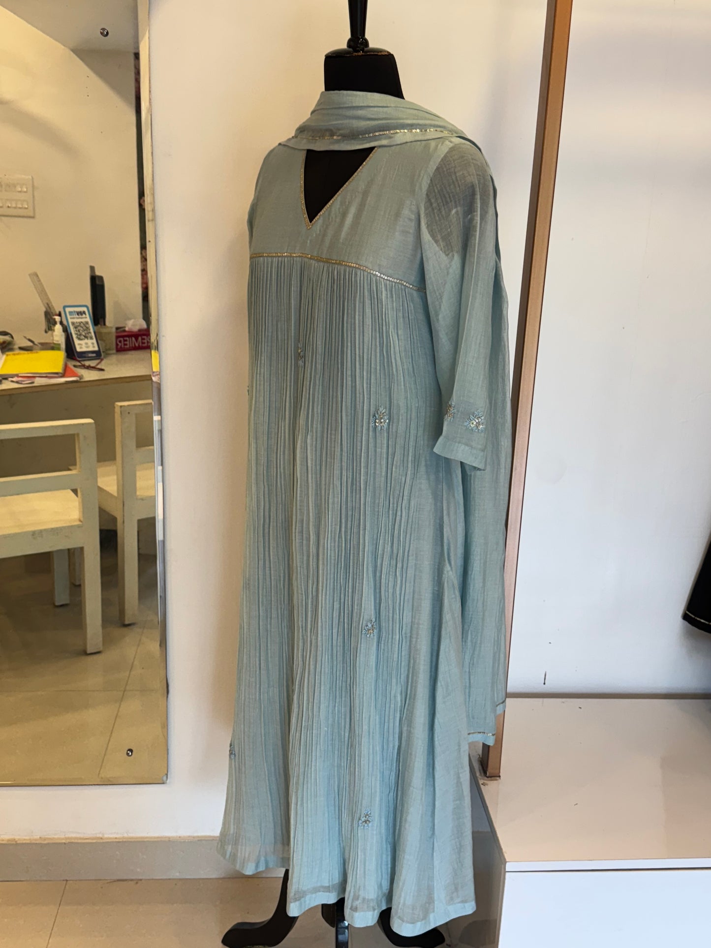 Sila - Pastel Blue Mul Chanderi Kurta Set