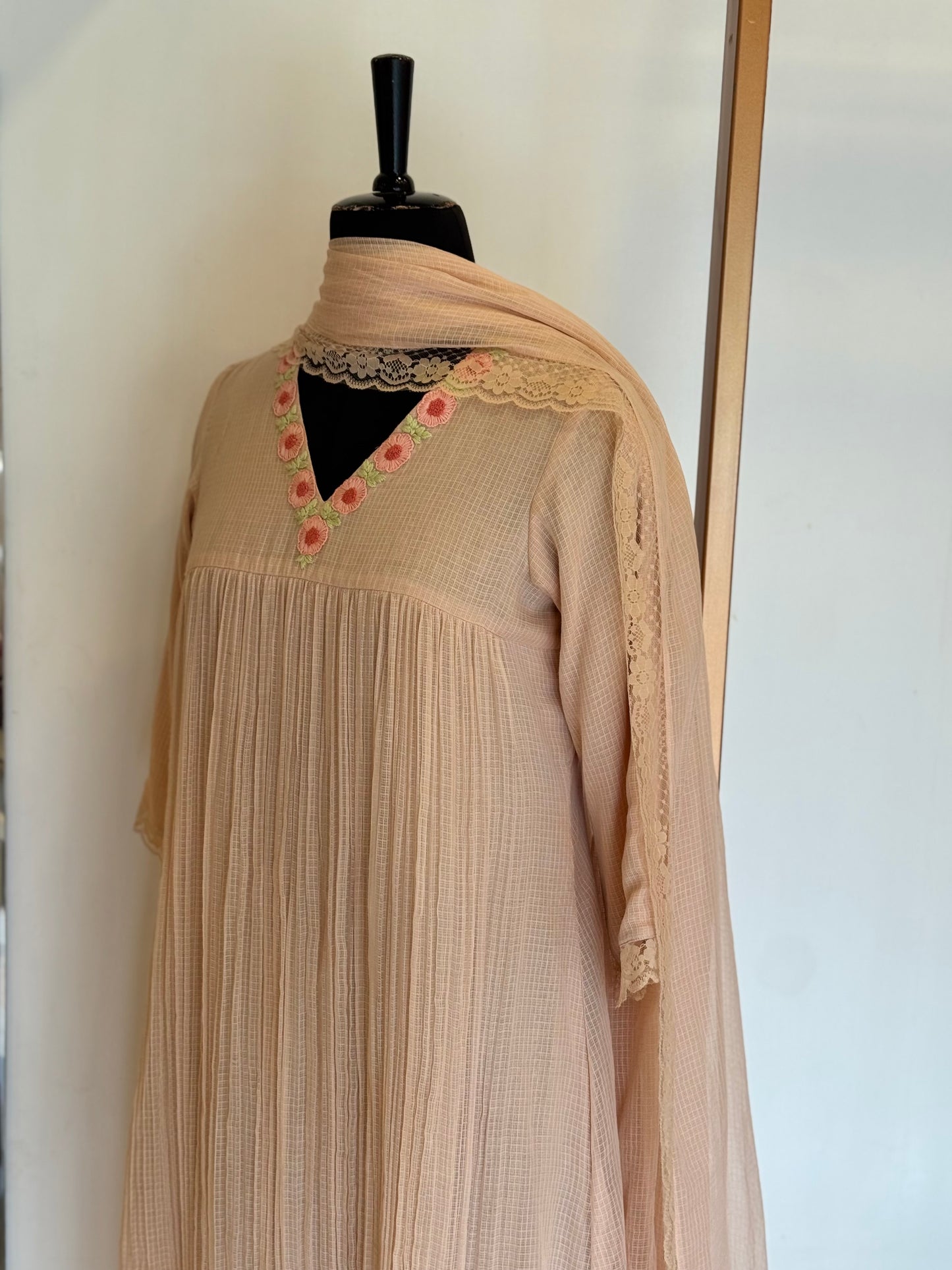 Aella - Peach Kota Doria Set