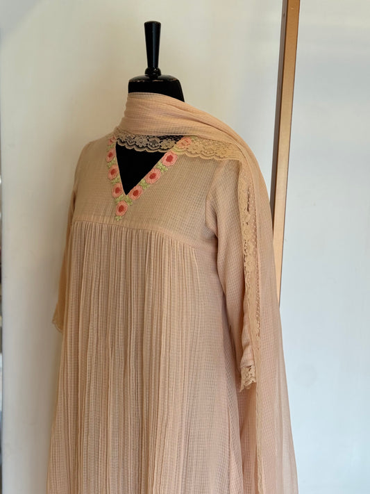 Aella - Peach Kota Doria Set