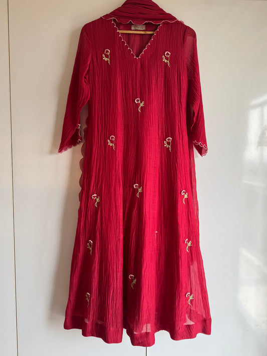 Zelie Red Anarkali Set