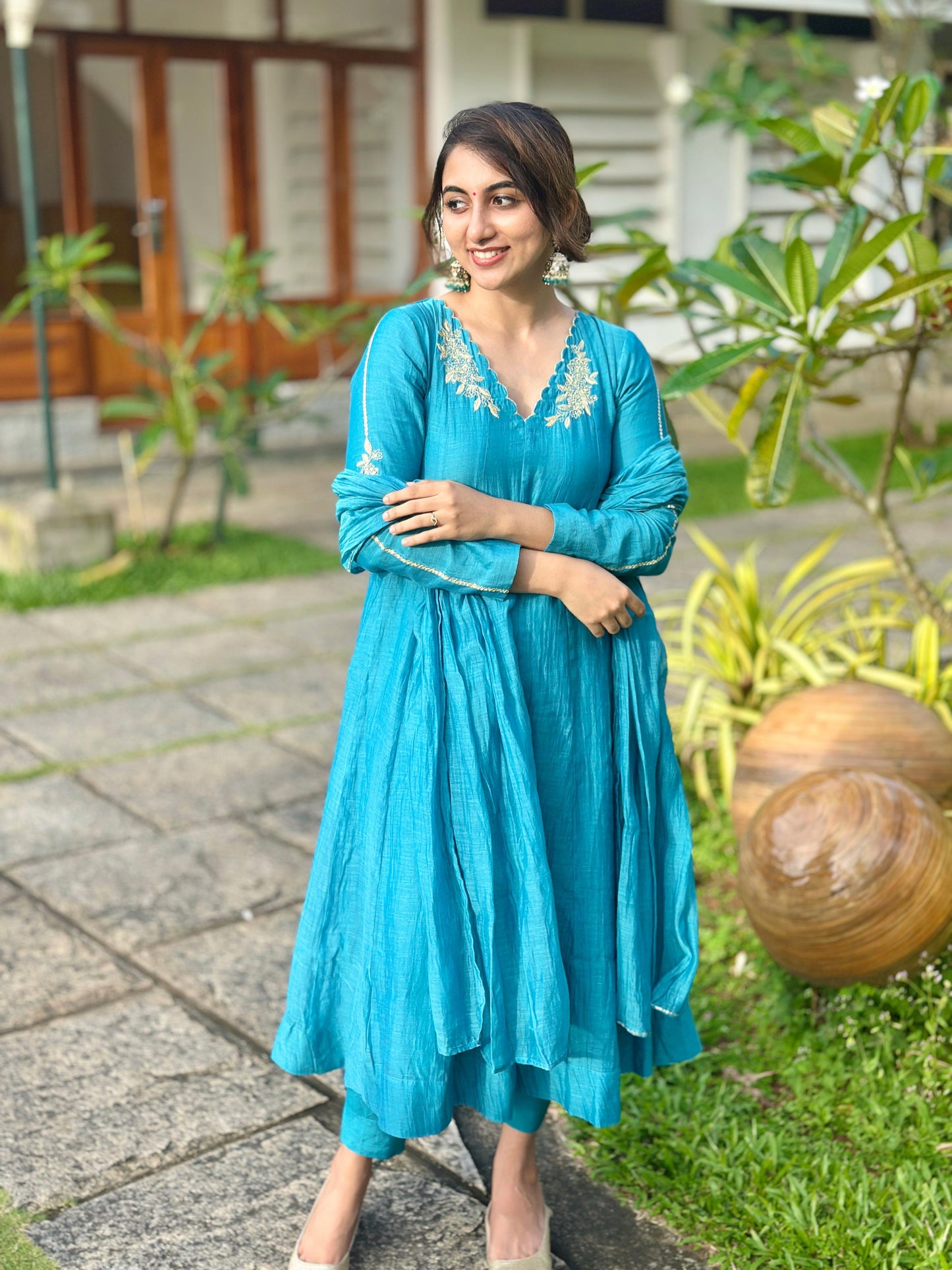 Teal Blue Anarkali Set