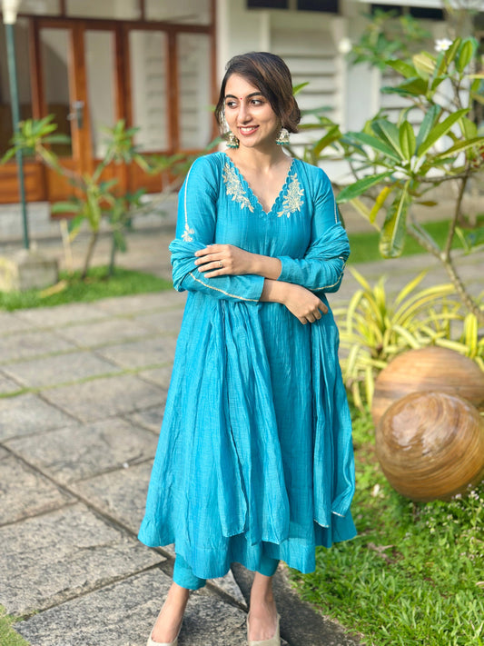 Teal Blue Anarkali Set