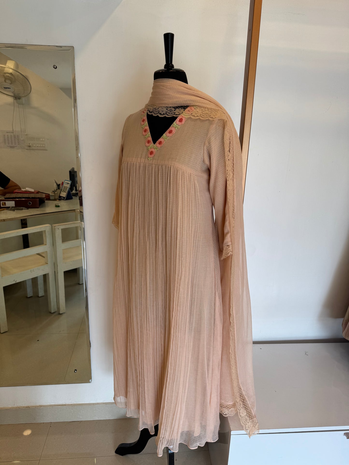 Aella - Peach Kota Doria Set