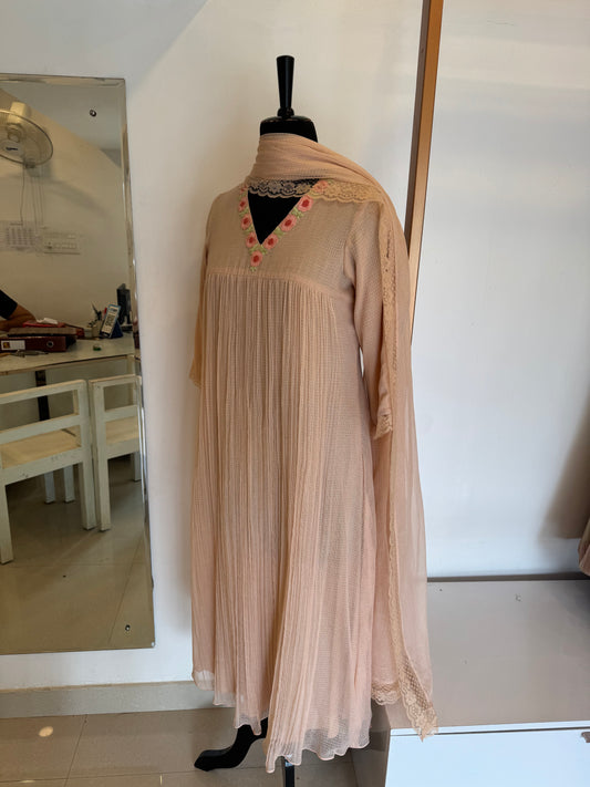 Aella - Peach Kota Doria Set