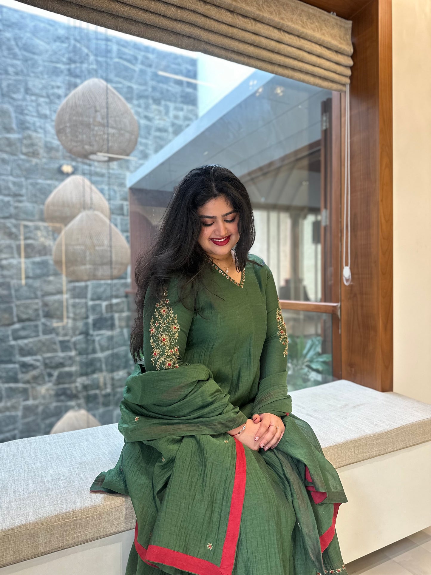 Beryl - Bottle Green Anarkali Set