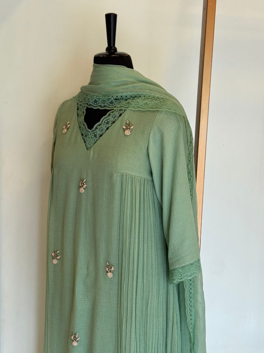 Liora - Light Green Kota Doria Set