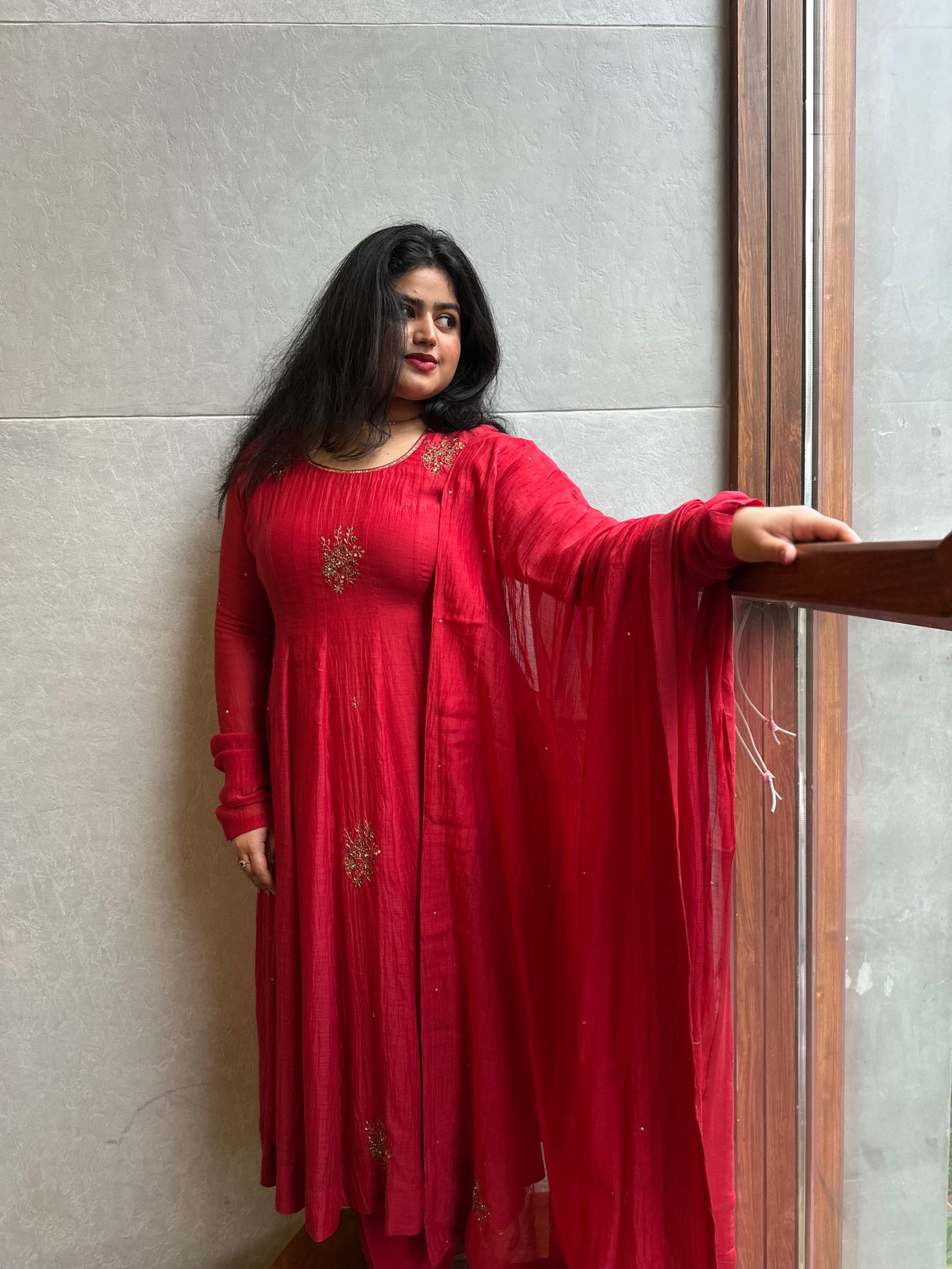 Scarlett - Red Anarkali Set