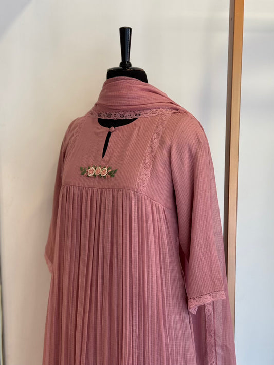 Blush Pink Kota Doria Set - Thea Collective