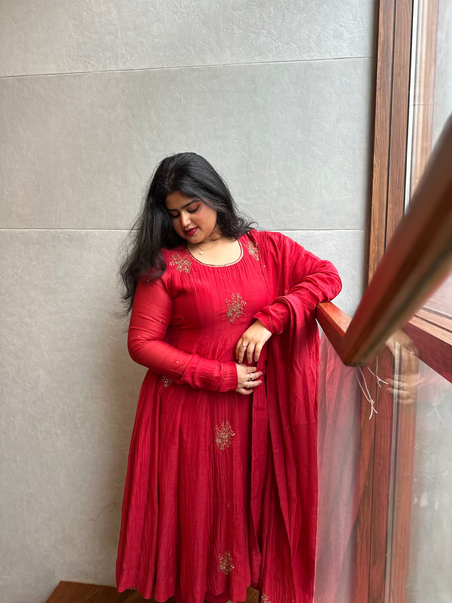 Scarlett - Red Anarkali Set