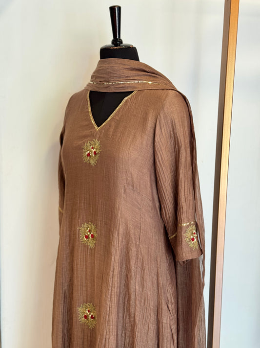 Faiza - Terracotta Mul Chanderi Kurta Set