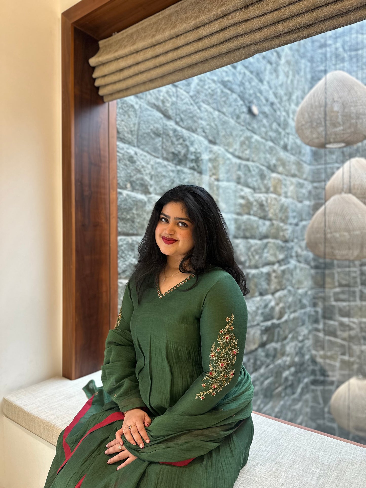 Beryl - Bottle Green Anarkali Set