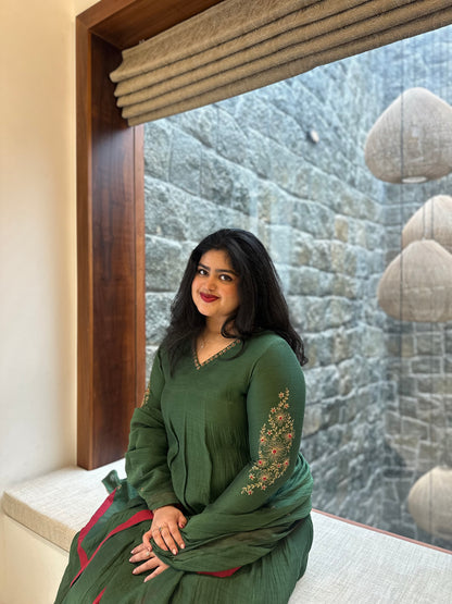 Beryl - Bottle Green Anarkali Set