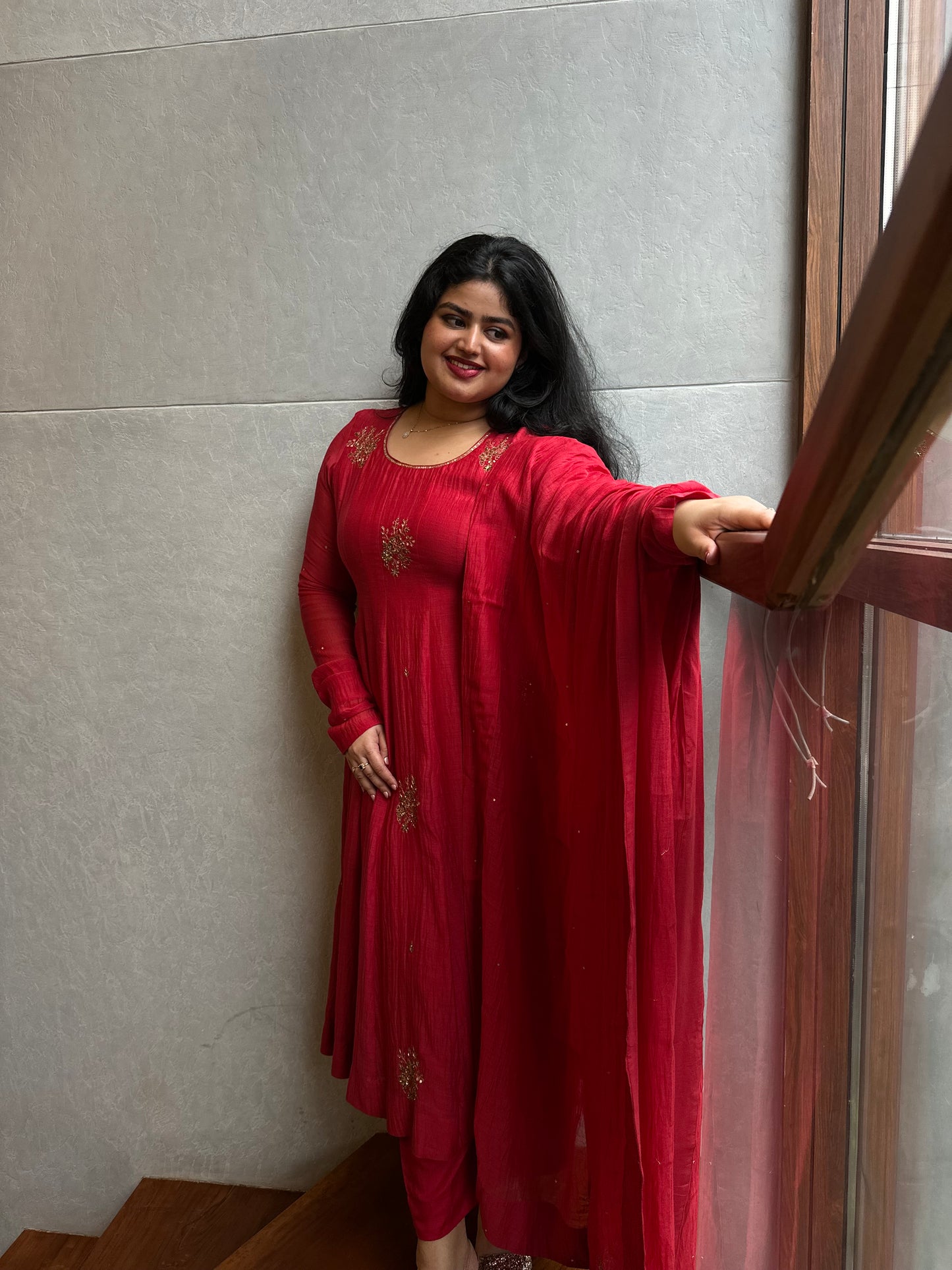 Scarlett - Red Anarkali Set