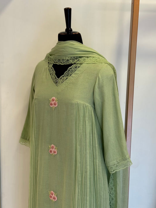 Light Green Kota Doria Set - Thea