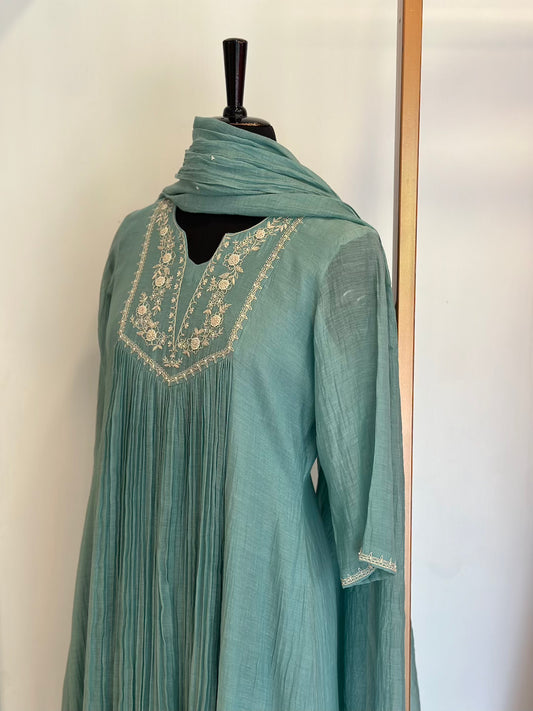 Baby Blue Chanderi Kurta Set - Thea