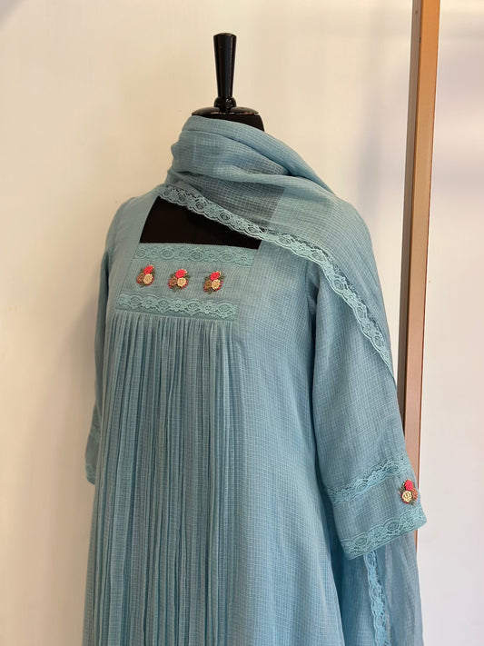 Baby Blue Kota Doria Set - Thea