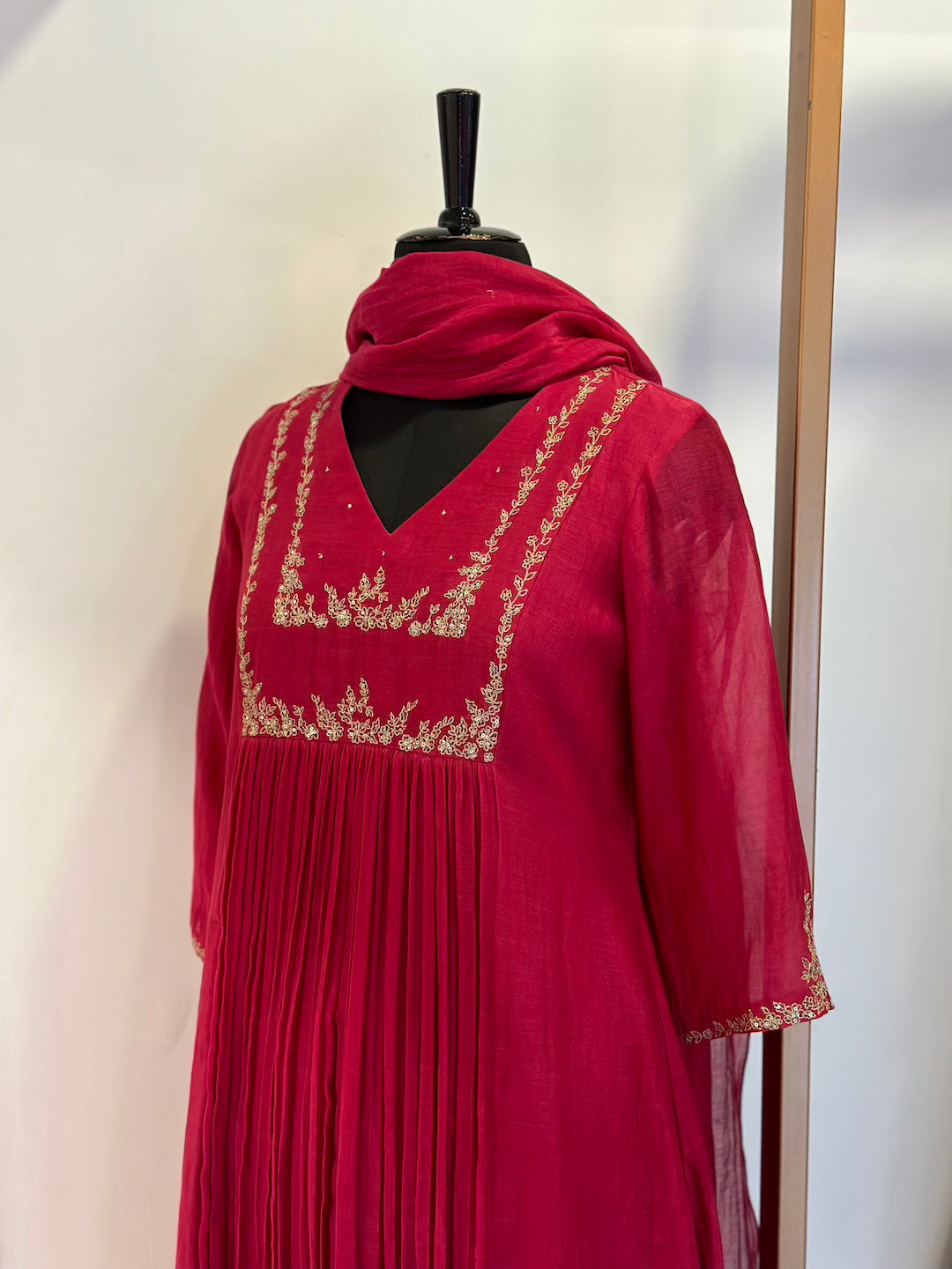 Dark Magenta Double Yoke Kurta Set - Thea