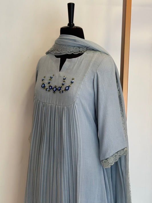 Light Blue Kota Doria Set - Thea