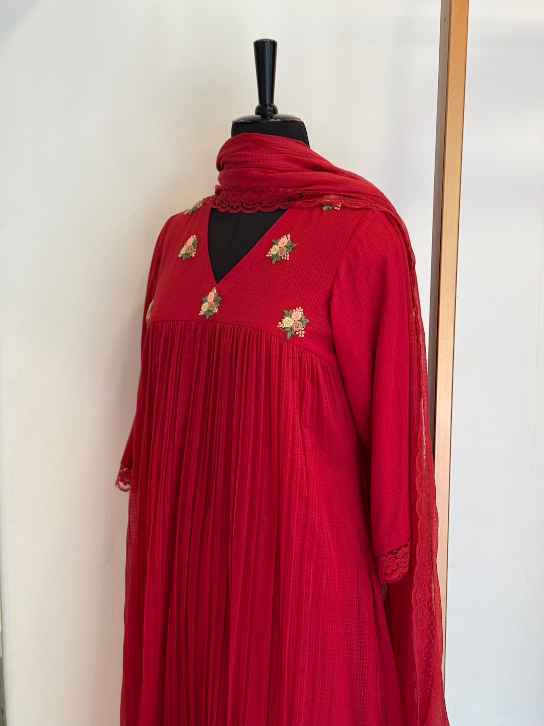 Red Rose Kota Doria Set - Thea