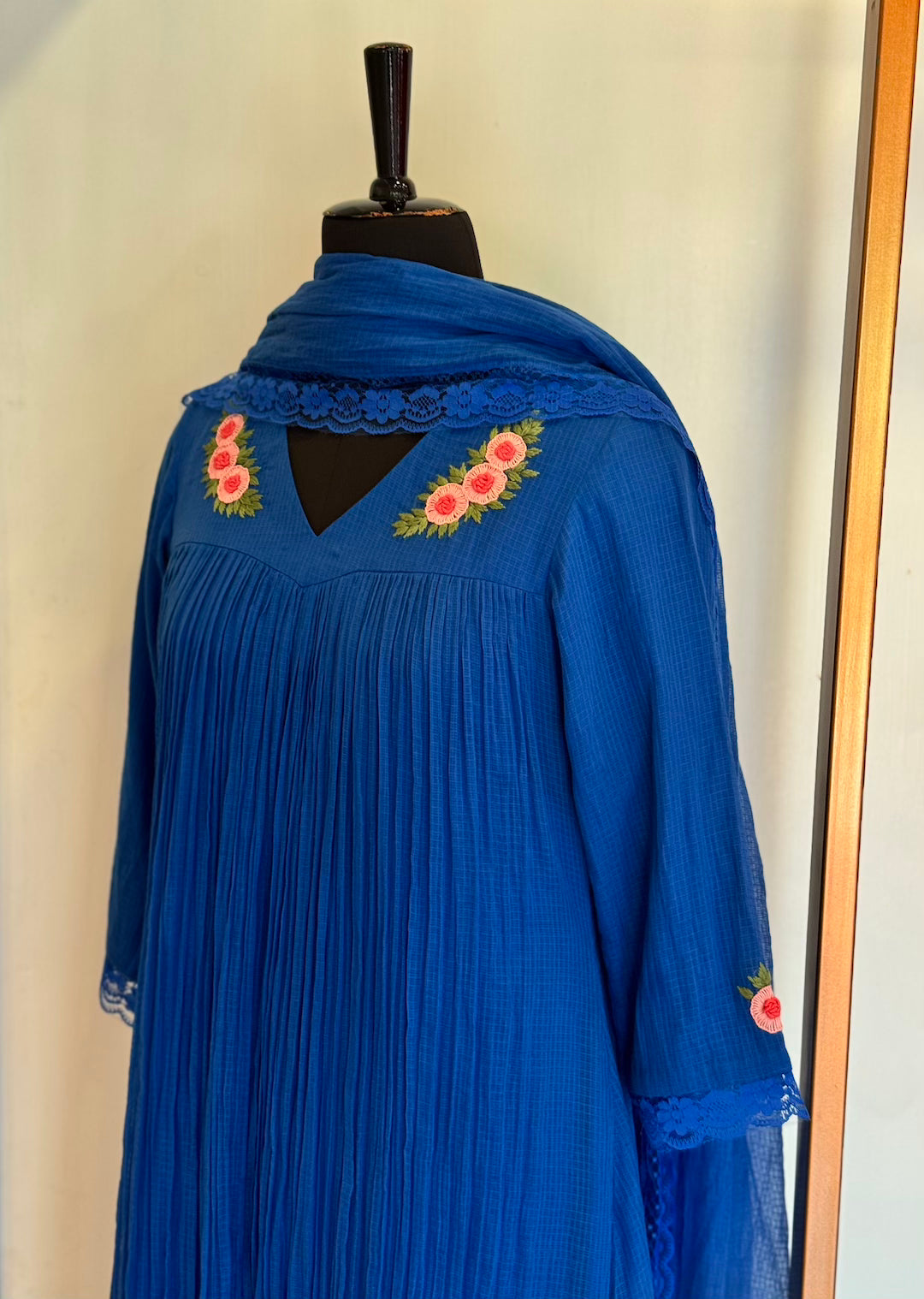 Electric Blue Kota Doria Set - Thea